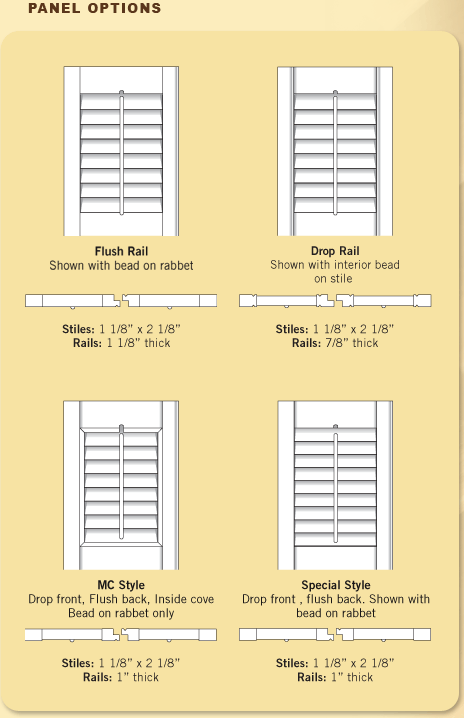 traditional shutter panel options