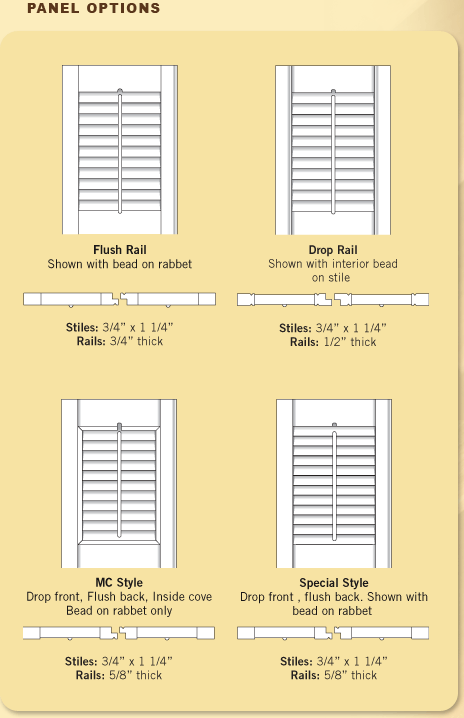 traditional shutter panel options